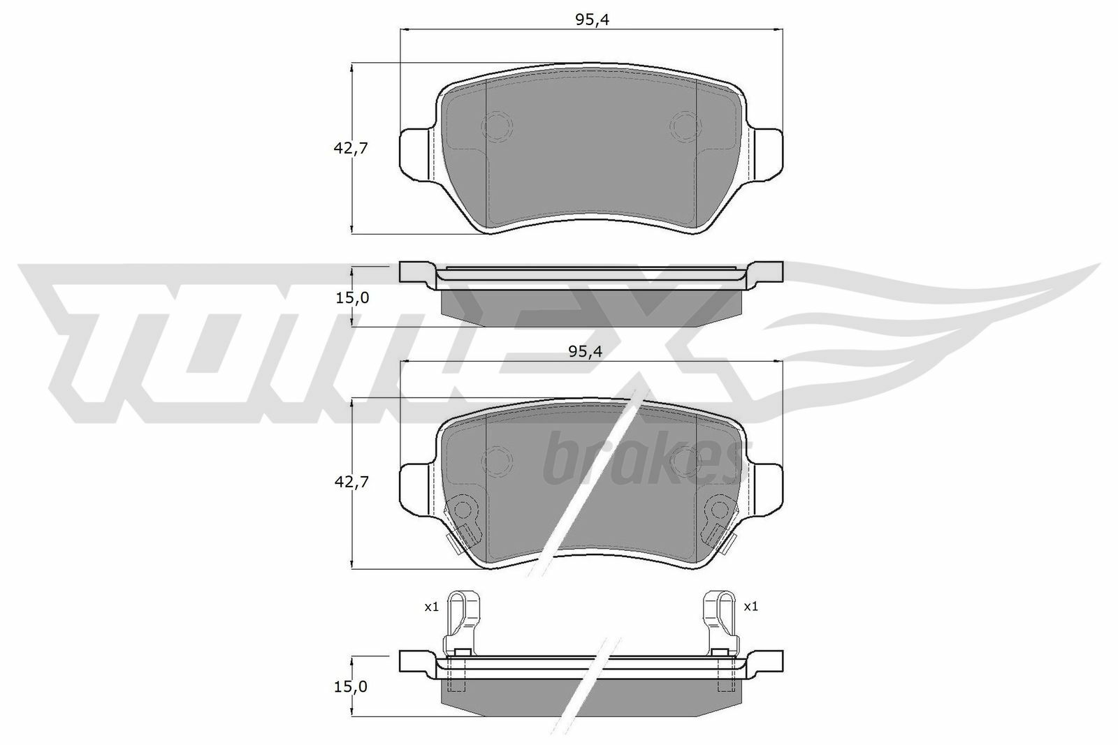 Sada brzdových destiček, kotoučová brzda TOMEX Brakes